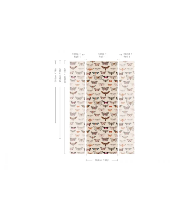 Tapeta Wallcolors - Colorful Butterfly Light Beige - obrazek 2